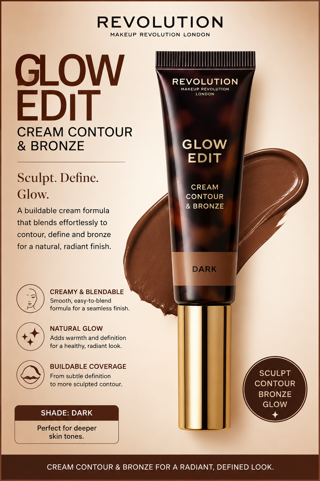 Revolution Pro Glow Edit Cream Contour & Bronze – Dark
