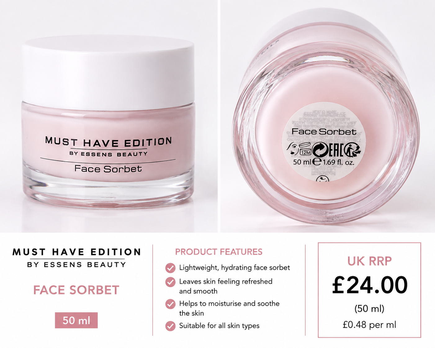 Spa Day Perfection. Essens Face Sorbet. 50 ml Face Cream.